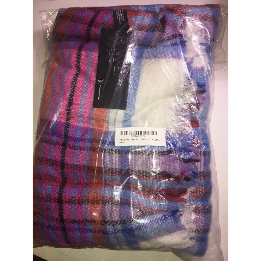 INC International Concepts College Plaid Wrap Retail $49.50